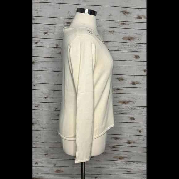Vintage Rena Rowan cream floral embroidered button-down cardigan sweater Size XL - Picture 4 of 6
